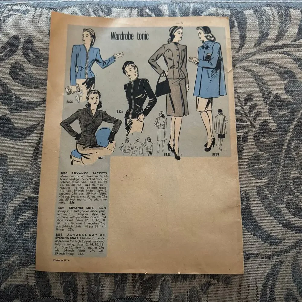 Vintage Jan-Feb 1945 Advance Pattern Co Fashion News Booklet WWII Era Sewing